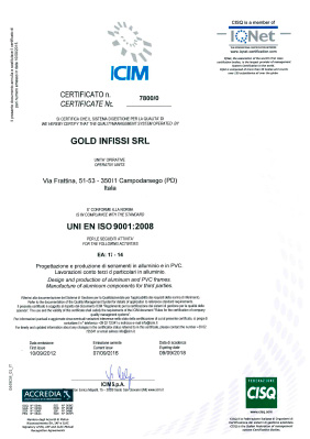 Certificazione ISO Gold Infissi